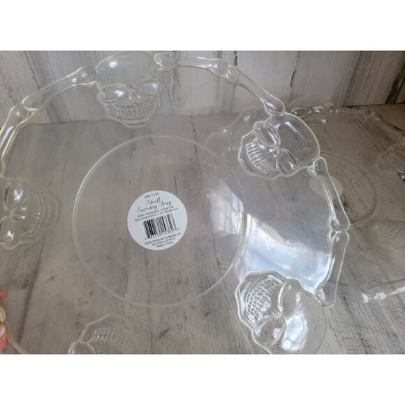 Skull clear serving tray set Halloween home decor prop vintage - Picture 6 of 6